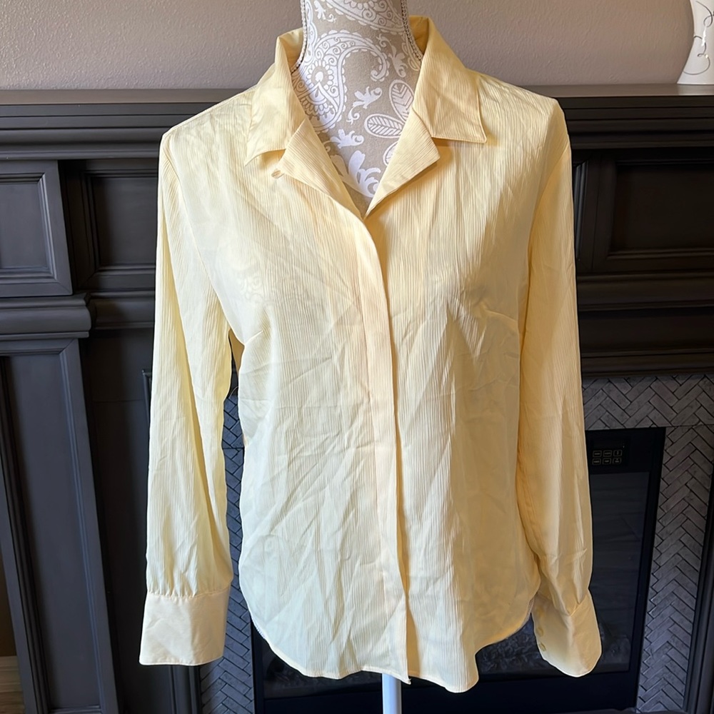 • Investments yellow button down blouse, 12 •